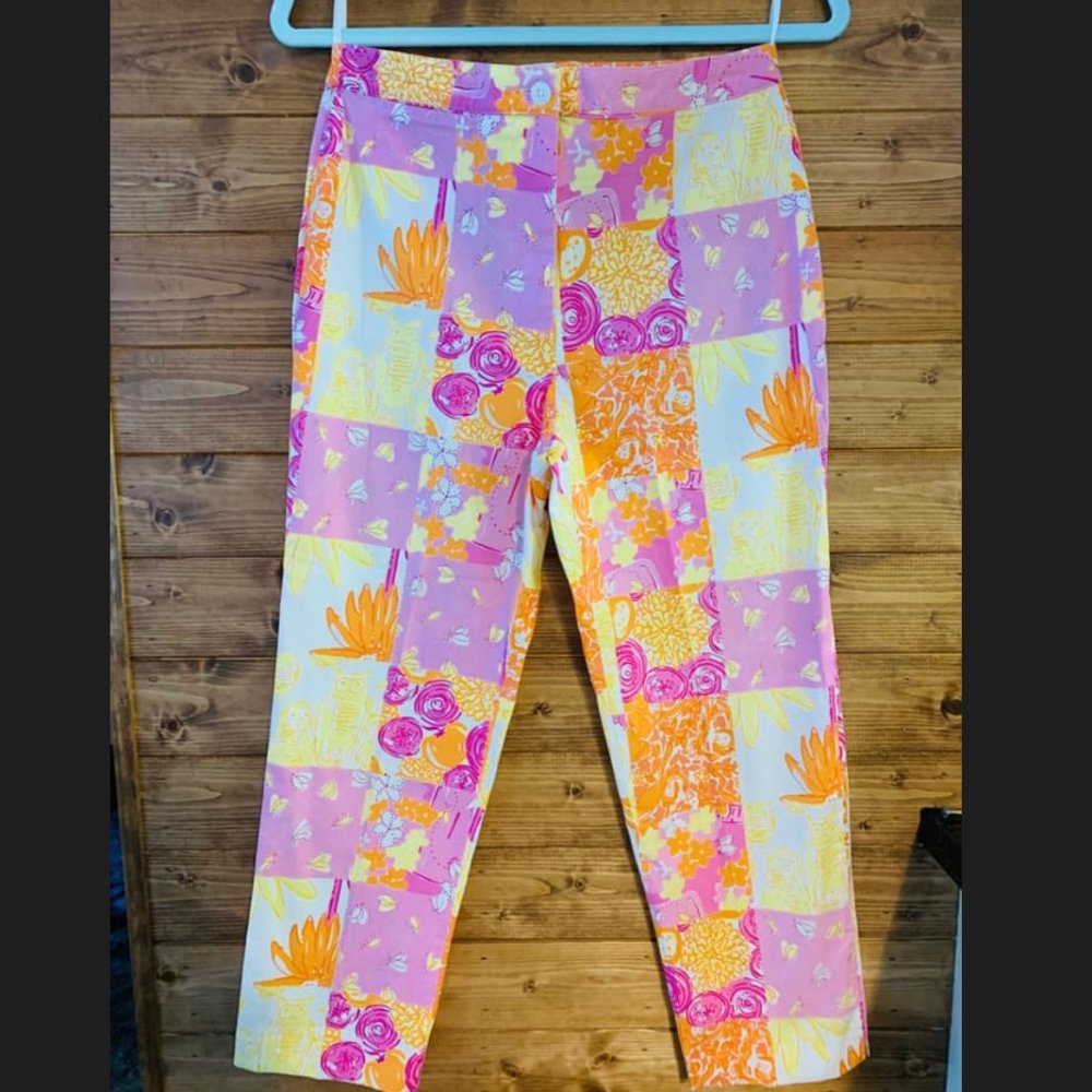 Glow in the Dark Patchwork crop pants - RARE! EUC - size 2 - Picture 1 of 3